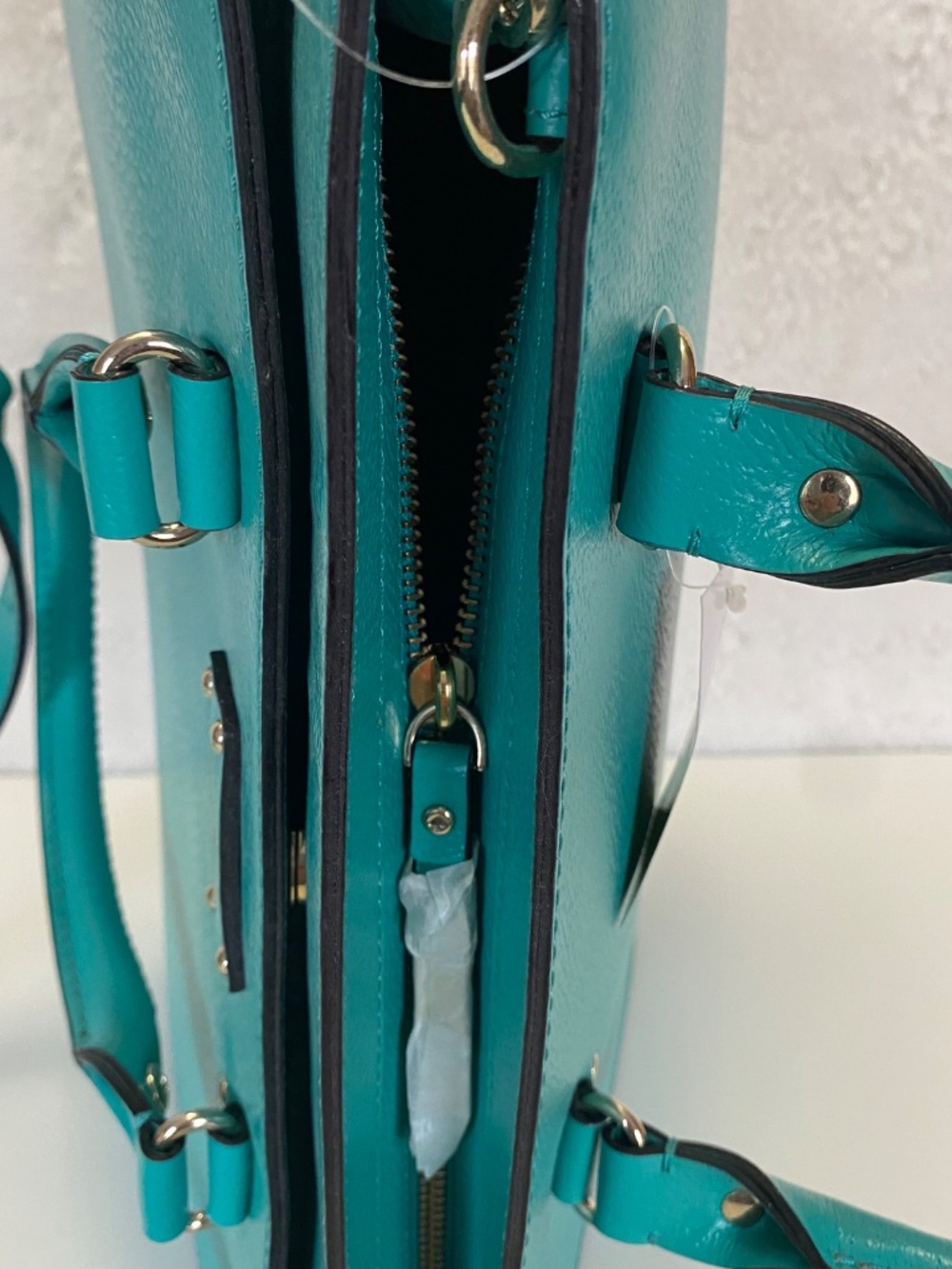 Kate Spade Satchel Leather Bag in bright Aquamarine color (NWT) - Picture 9 of 12